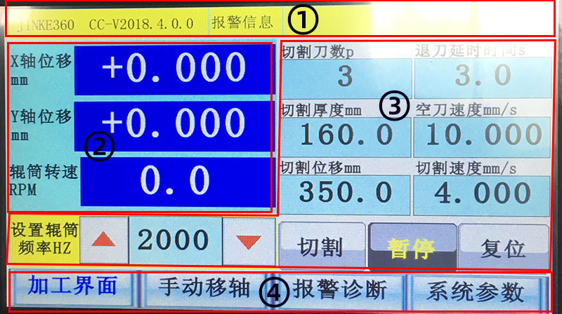 环形金刚石线切割机控制面板加工界面